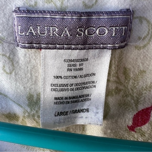 LAURA SCOTT VINTAGE CARDINAL PRINT SMOCKED FLANNEL NIGHTGOWN SIZE LARGE - Picture 2 of 10